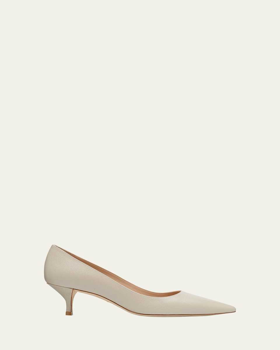 Stuart Leather Kitten-Heel Pumps